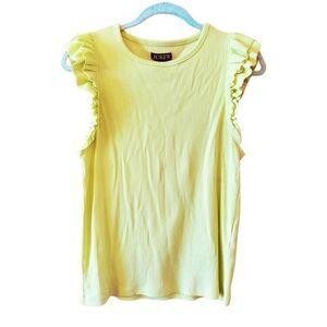 J Crew neon yellow Ruffle Sleeve Tank